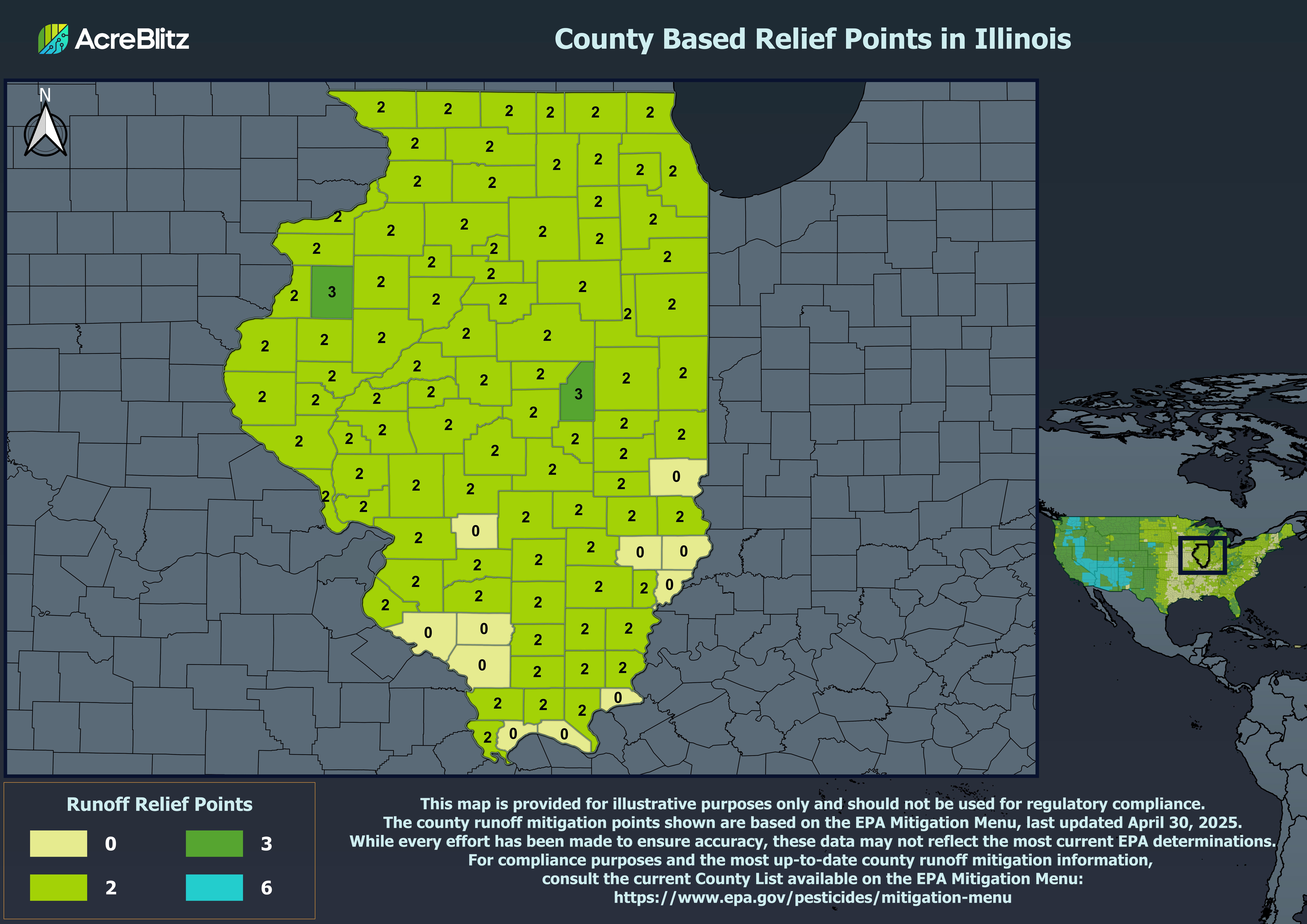 Illinois Runoff Relief Points by County