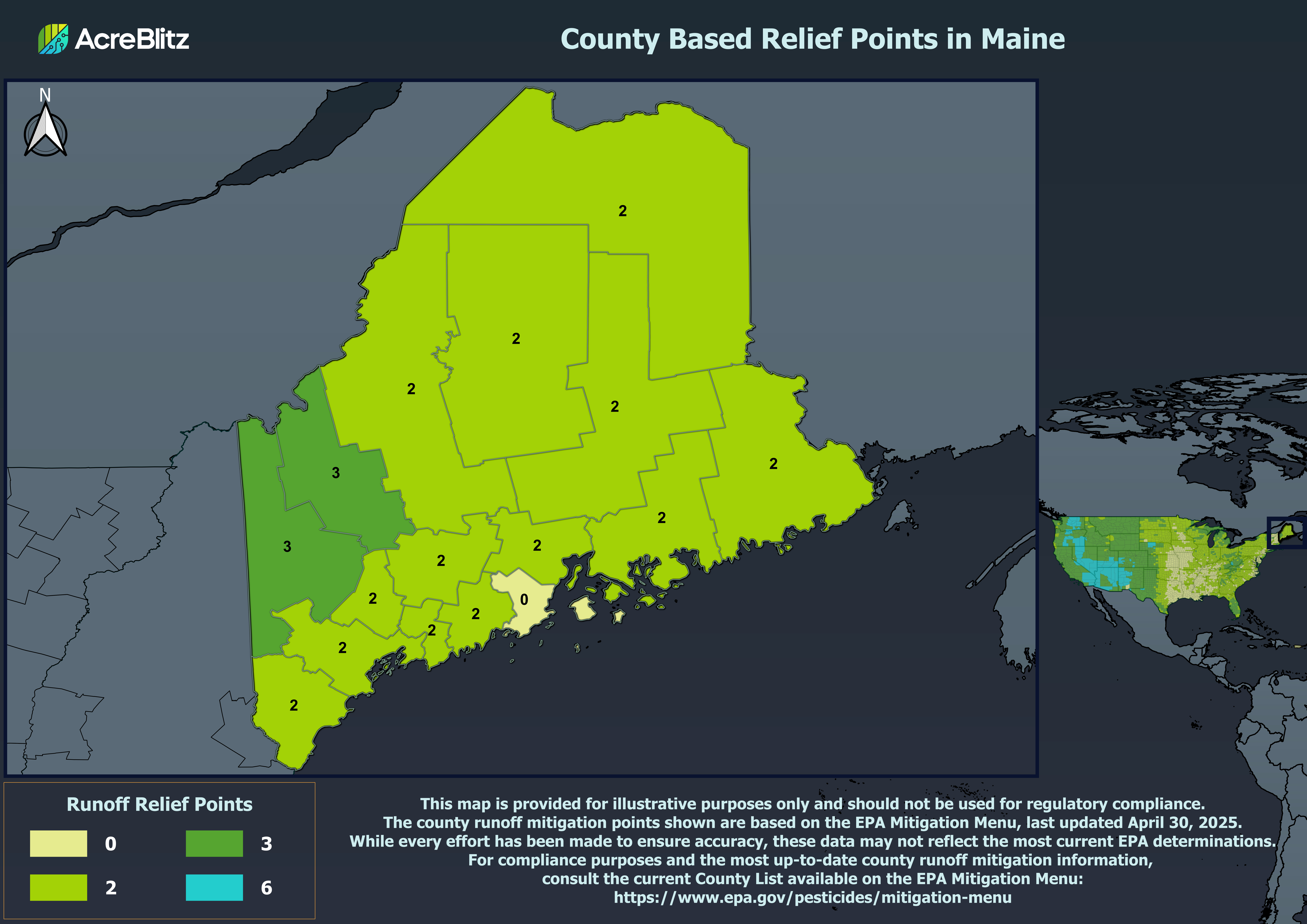 Maine Runoff Relief Points by County