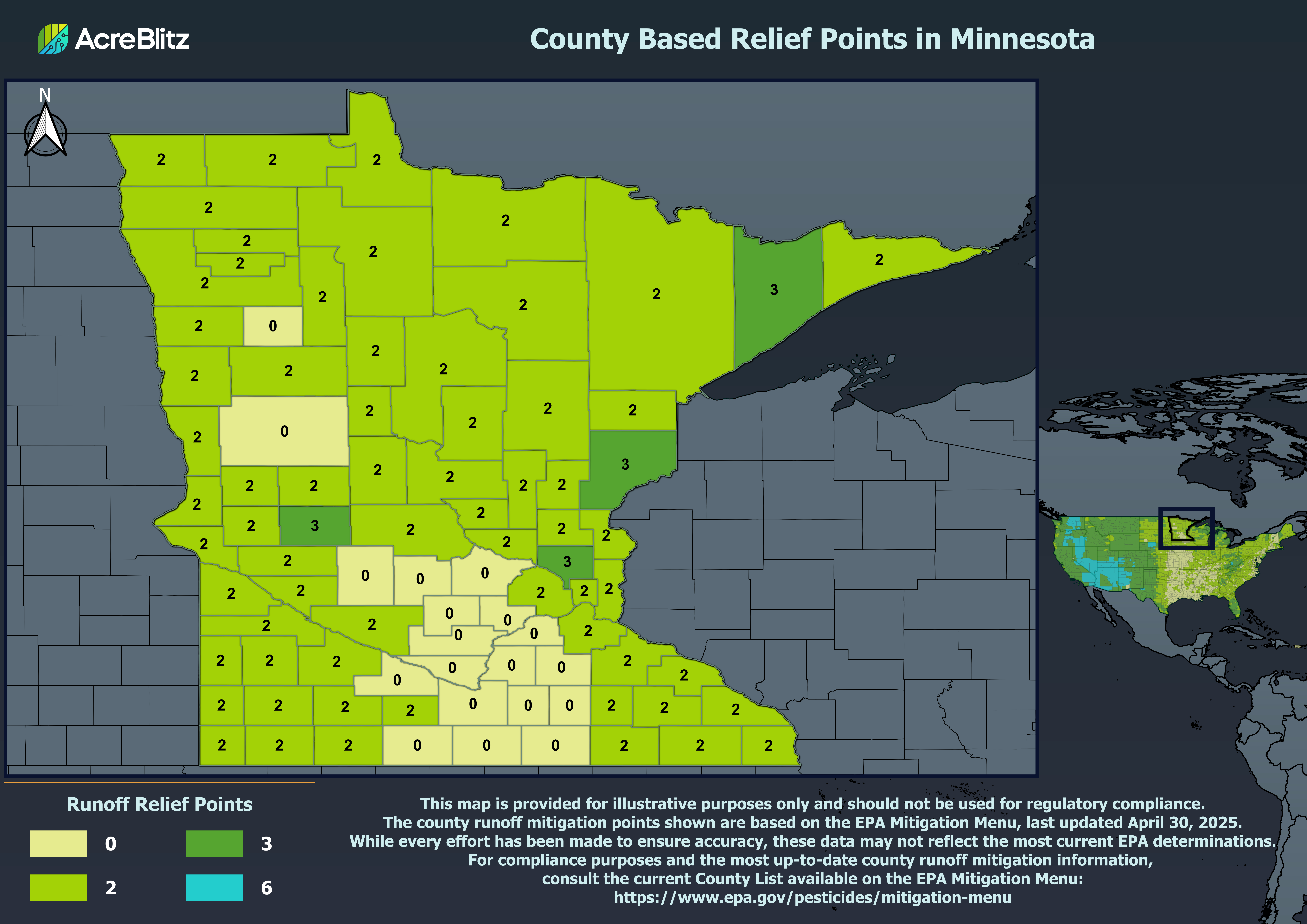 Minnesota Runoff Relief Points by County