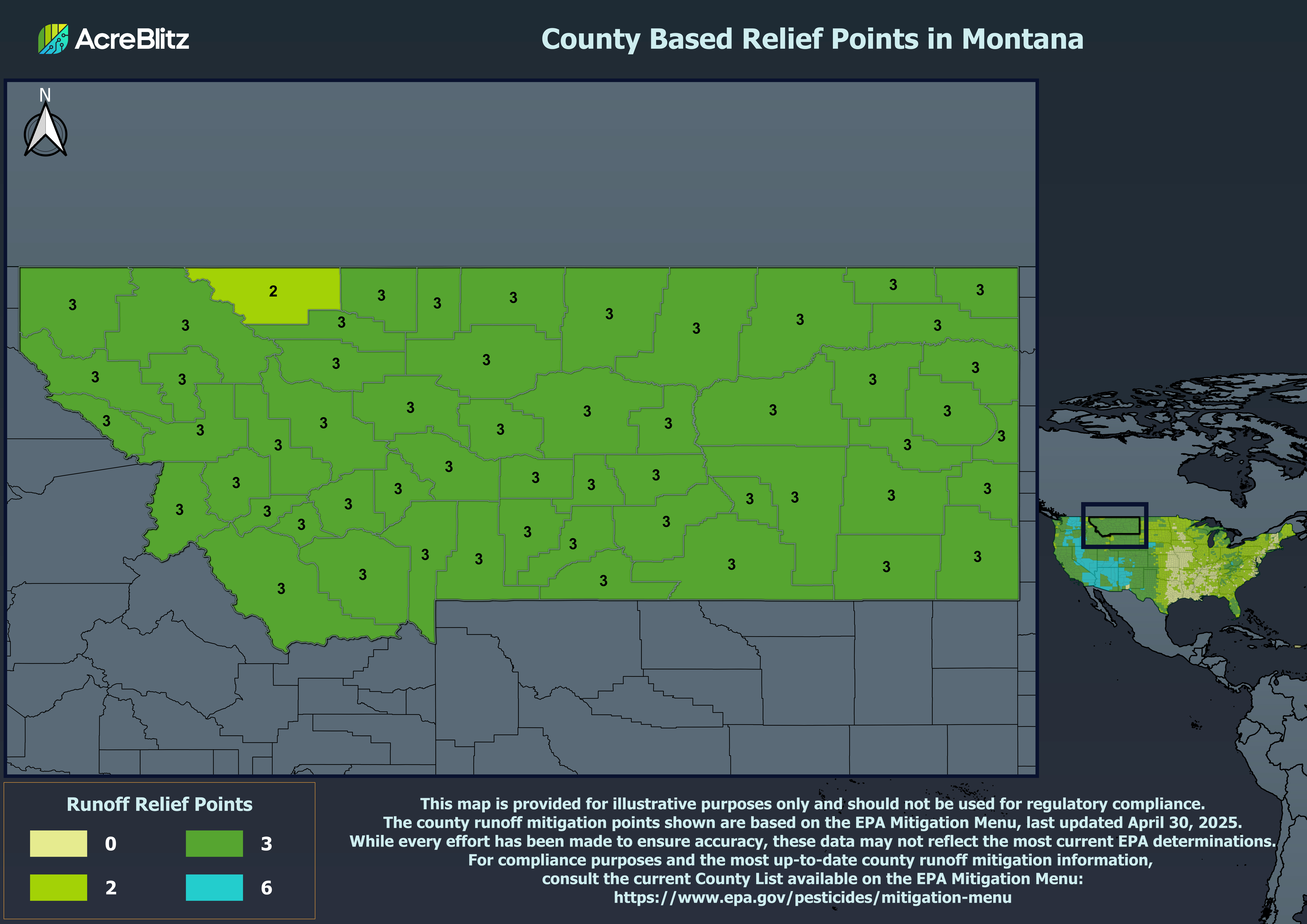 Montana Runoff Relief Points by County