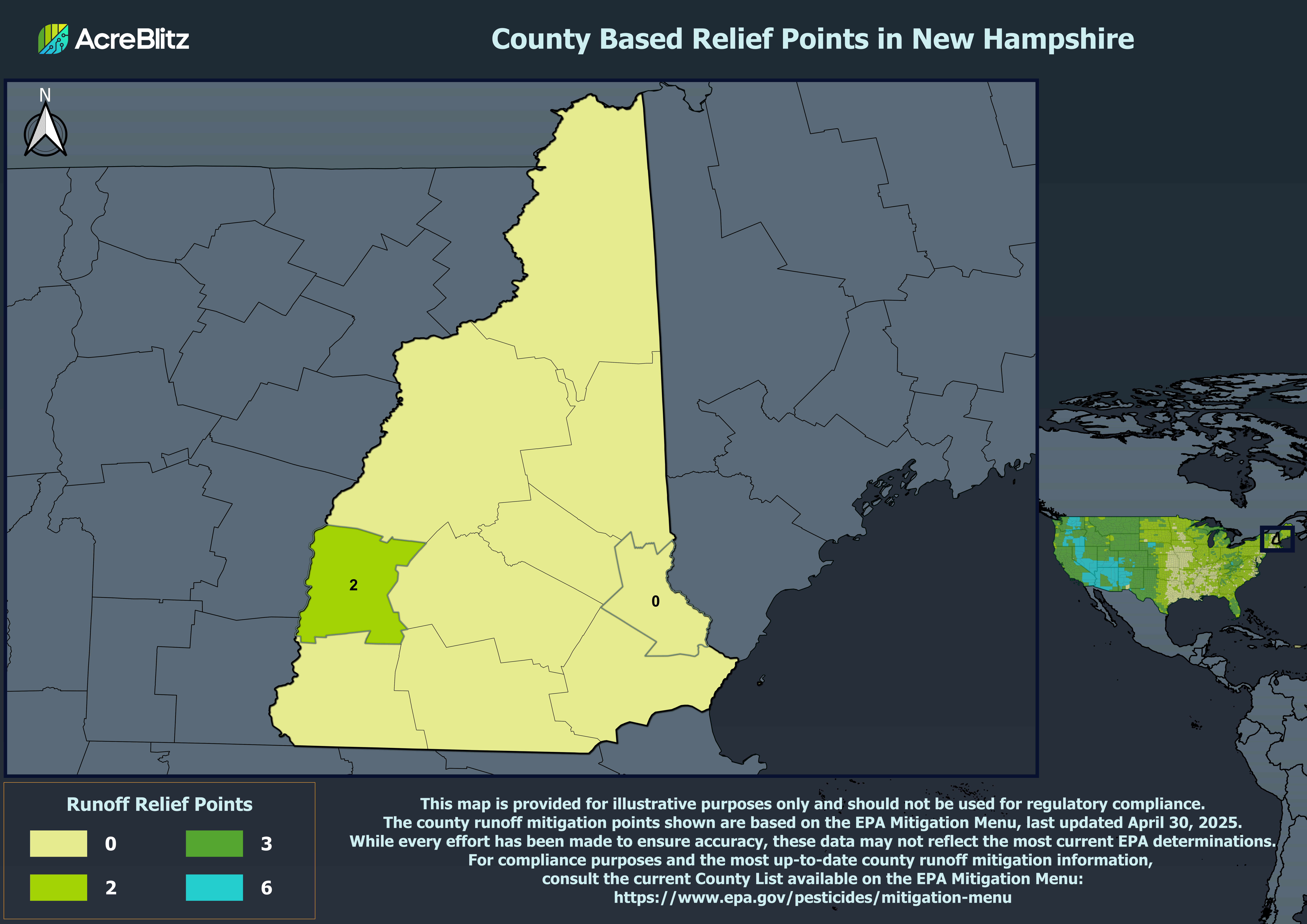 New Hampshire Runoff Relief Points by County