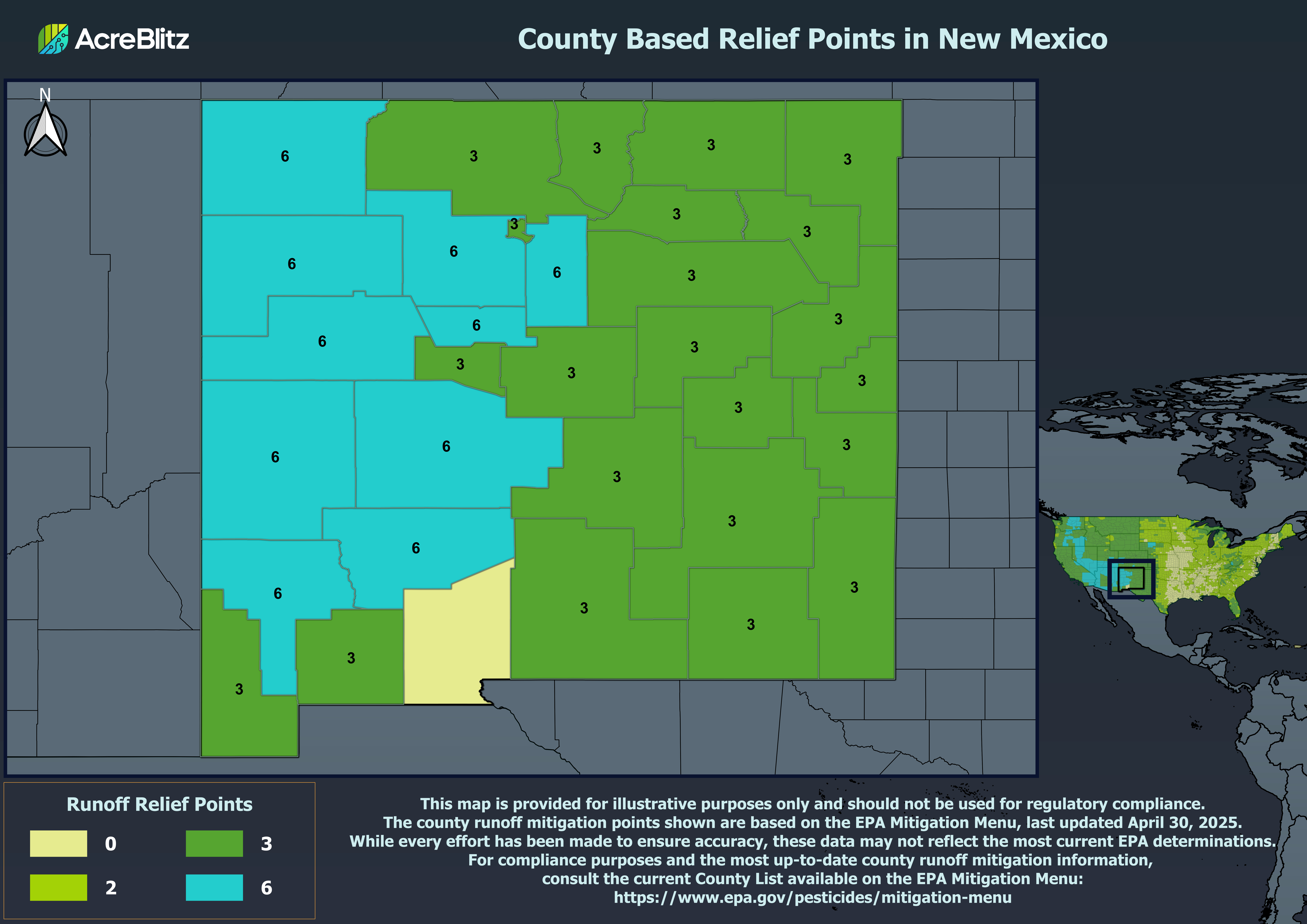 New Mexico Runoff Relief Points by County