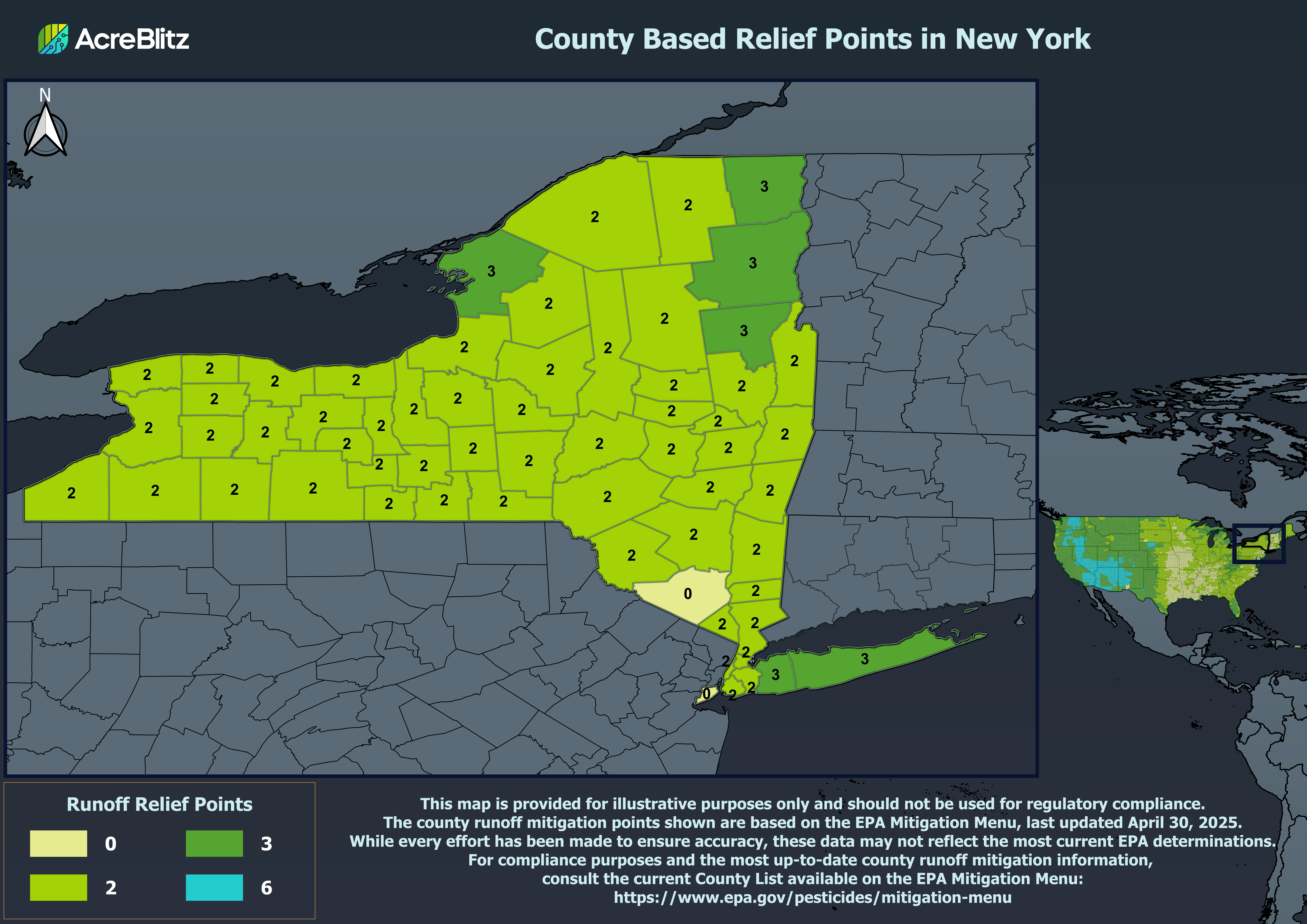 New York Runoff Relief Points by County
