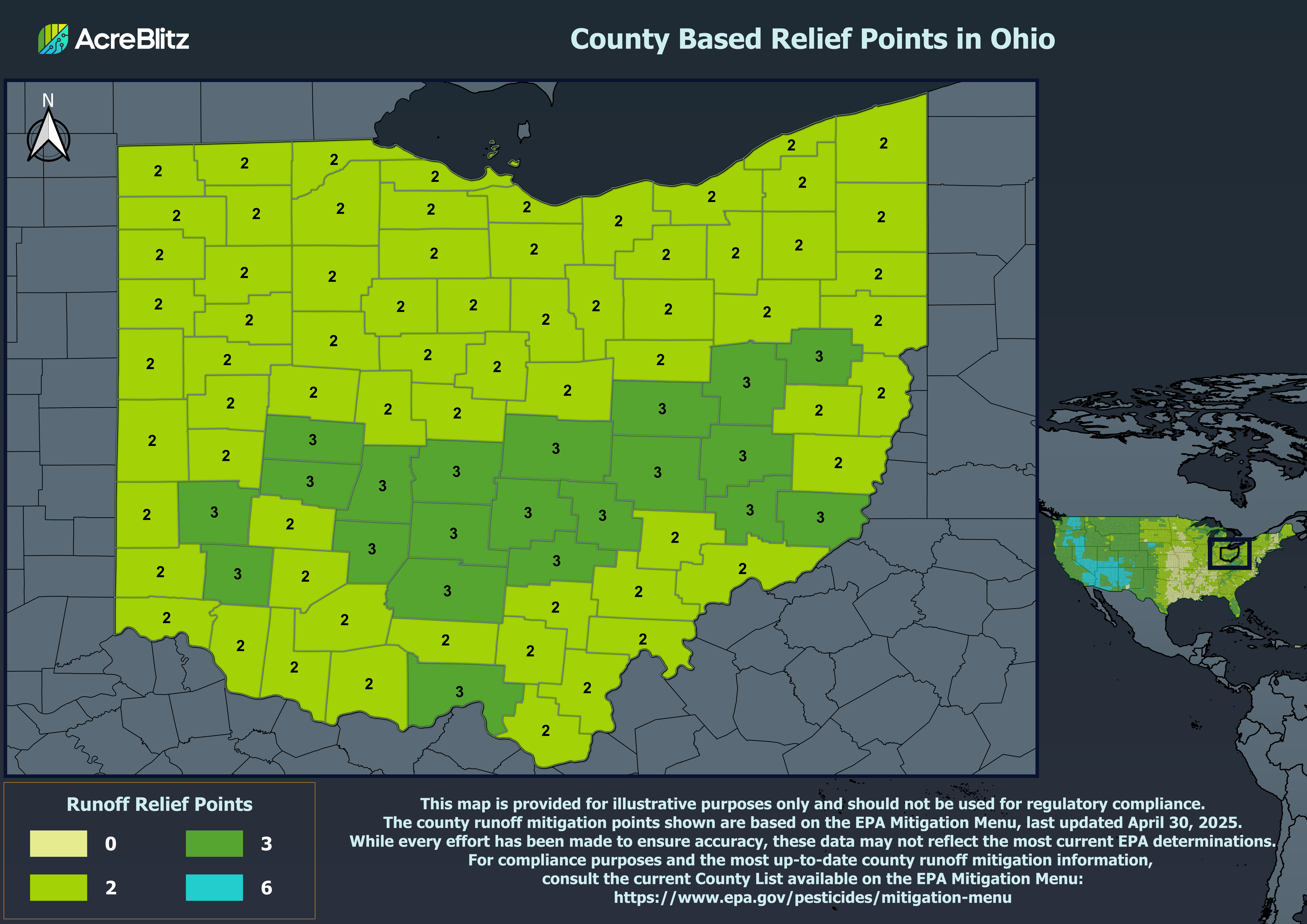 Ohio Runoff Relief Points by County