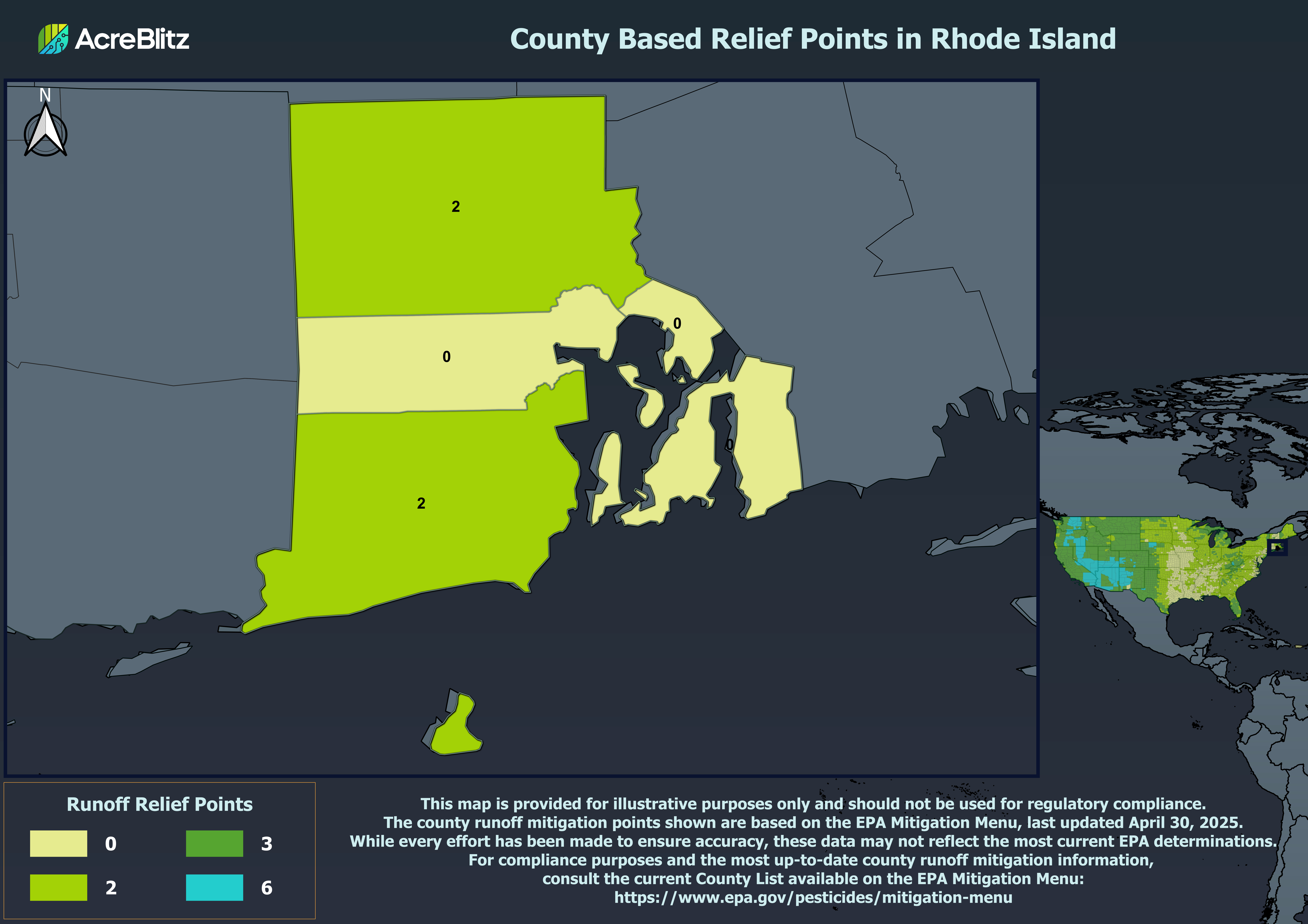 Rhode Island Runoff Relief Points by County