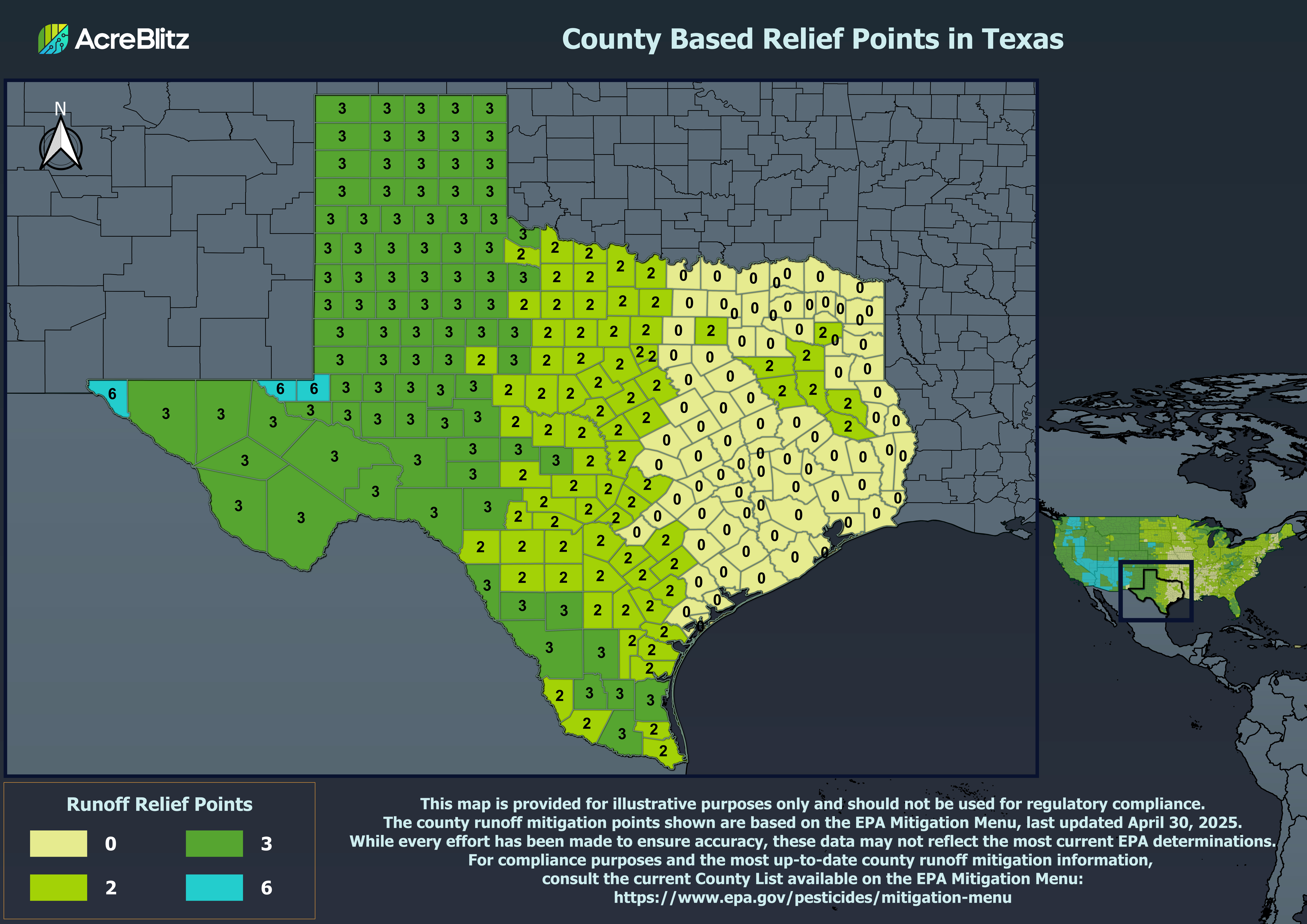 Texas Runoff Relief Points by County