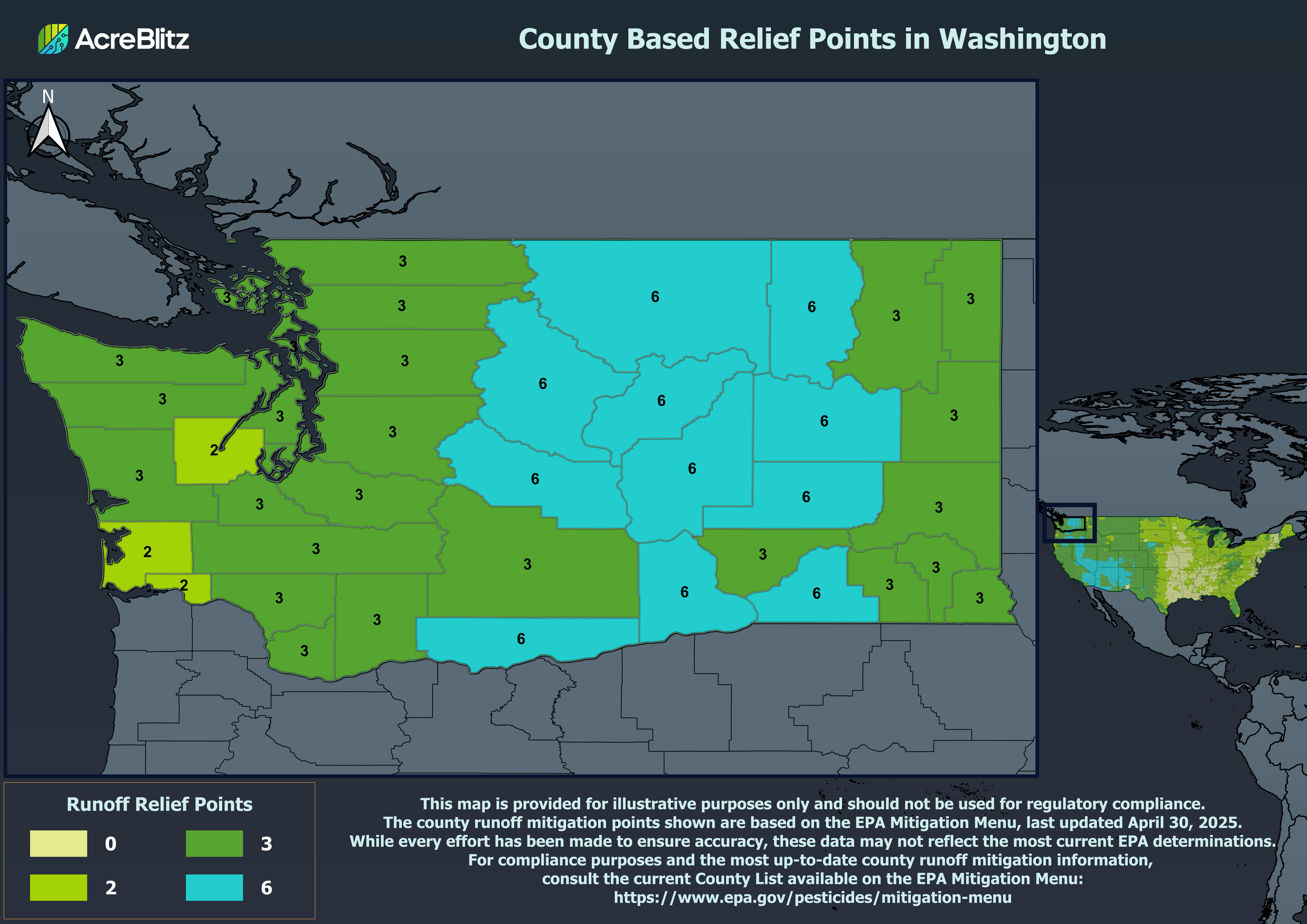 Washington Runoff Relief Points by County